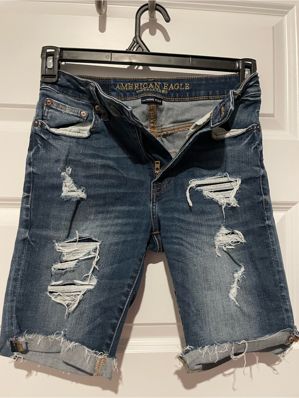 American Eagle Outfitters Men’s Ripped Dark Blue Denim Shorts